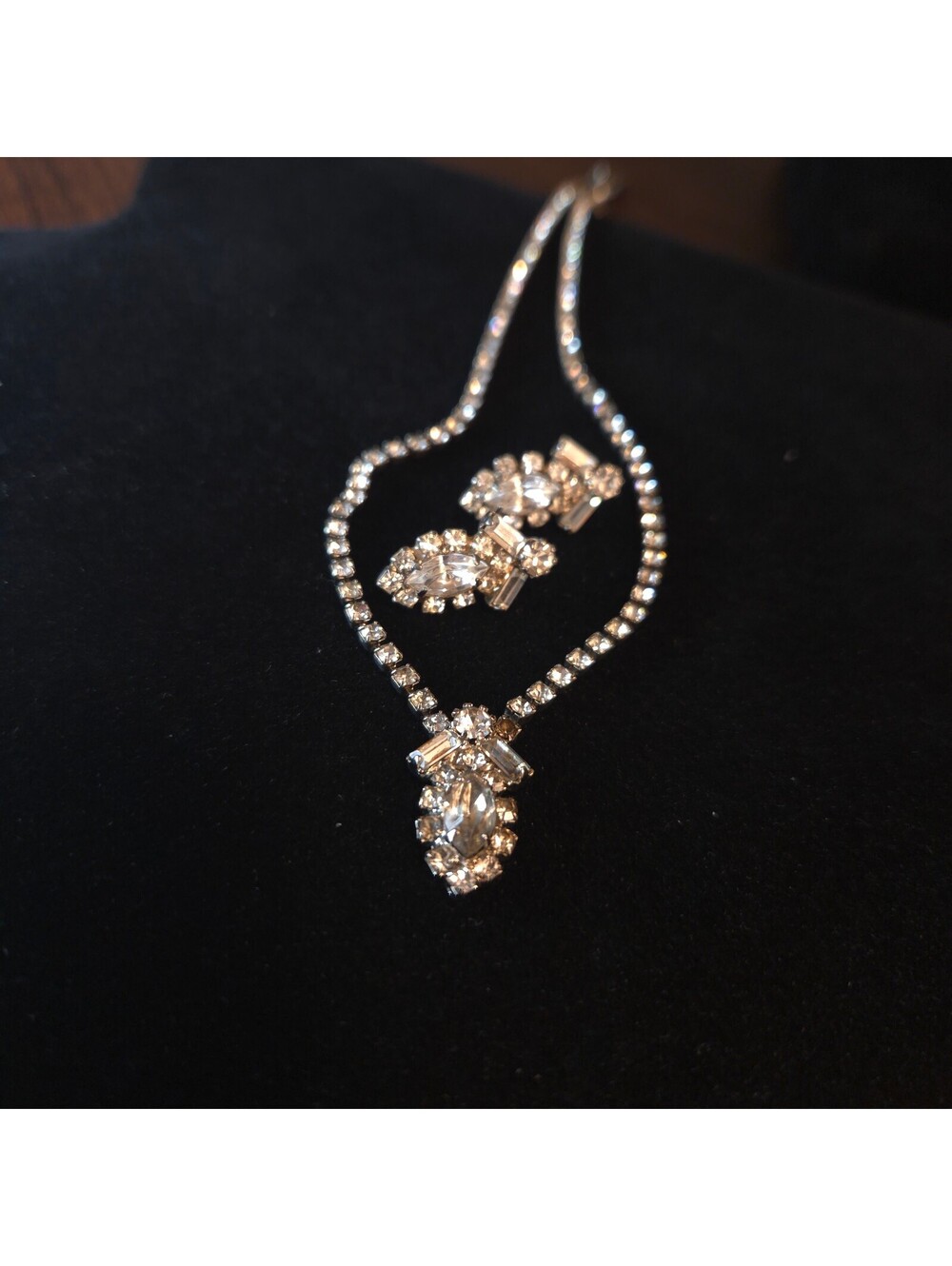 Vintage Rhinestone Necklace and Earring Set